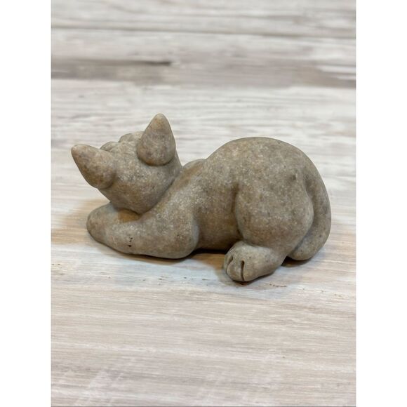 Vintage Quarry Critters Cameron Cat Figurine Second Nature Design Stone Laying - Picture 5 of 11